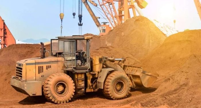 Close-up of a construction site excavator